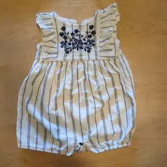 値下げしました！ baby GAP ストライプ刺繍ロンパース 6-12ヶ月