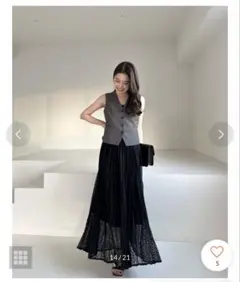 アニュアンス　ダブルクロスコンパクトジレ F グレー