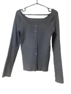 【ダブルクローゼット】美品 スクエア ネック ニット トップス ブラウン フリー