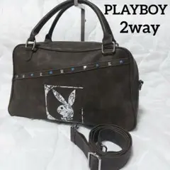 【美品】PLAYBOY プレイボーイ ボストンバッグ2way ショルダー