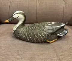 カモの置物　デコイ　インテリア　手彫り風　木彫り風