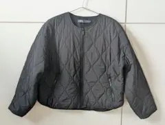 ZARA ブラック キルティングノーカラージャケット