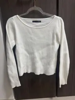 Heather ホワイトリブニット長袖