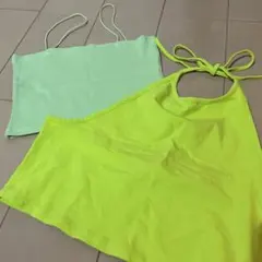 2点セット キャミソール ZARA HM 黄緑 蛍光