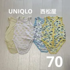 UNIQLO メッシュ ノースリーブ ベビー 肌着 4点 70cm まとめ売り