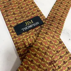 ジムトンプソン ネクタイ レッド系 総柄 象のデザイン