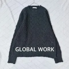 グローバルワーク♦︎透かし編みニット ラメ ブラック フリー 華奢見え 上品
