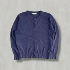 薄手カーディガン　短丈　ボタン　パープル　カジュアル　綺麗め　シャツ重ね着コーデ