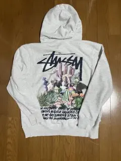 Stussy ステューシー パーカー バックプリント グレー M