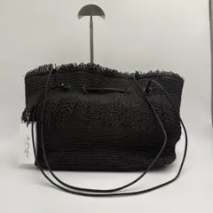 アニタ・ビラルディ】バンブーハンドル フリンジ・プリーツバッグ 