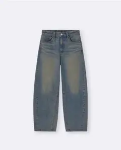 GU ジーユー バレルレッグジーンズ 67 BLUE S 丈標準