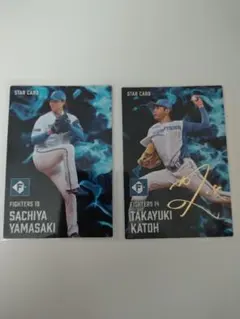 プロ野球チップス 北海道日本ハムファイターズ 山﨑福也 加藤貴之 金箔サイン
