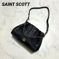 【セイントスコット】ダシャチェーンショルダーバッグ 美品 レザー調 チェーン 黒のサムネイル