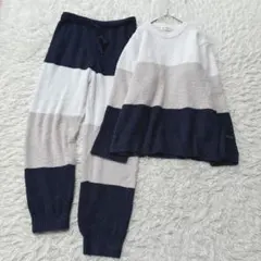 良品✻ ジェラートピケメンズ セットアップ ルームウェア パジャマ ボーダー L