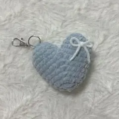 ハンドメイド かぎ編み キーホルダー ハート あみぐるみ チャーム リボン ラメ