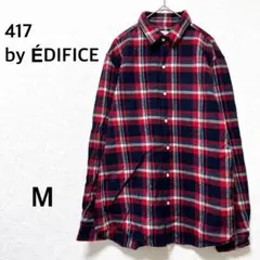 フォーワンセブンエディフィス チェック柄ネルシャツ カジュアル　レッド　ネイビー