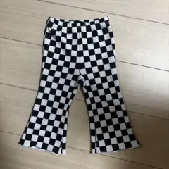 80cm 白黒チェック フレアパンツ
