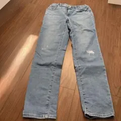 UNIQLOライトブルー・ダメージ加工デニム・キッズ160