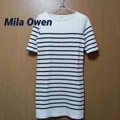 《ミラオーウェン》ボーダー 半袖カットソー ワンピース 日本製 M