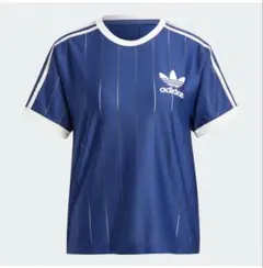 adidas ネイビー ストライプ 半袖Tシャツ