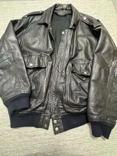 90s ヴィンテージ 革 レザージャケット ブラック ボンバー オーバーサイズ