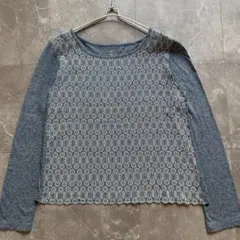 45R カットワークカットソー　インディゴ染め 刺繍 3 45rpmのサムネイル