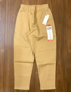 新品/タグ付き GU キッズ ストレッチシェフパンツ140㎝ ベージュ 長ズボン