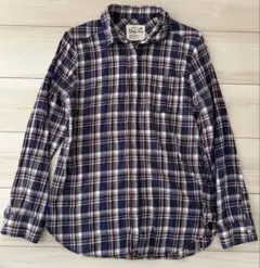 any FAM ネイビー系チェック 長袖シャツ M