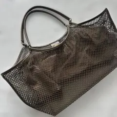 ZARA メッシュ バッグ ブラウン　メッシュショッパートートバッグ　巾着付きのサムネイル