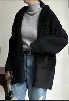 DOUDOU(ドゥドゥ)ファー切替イタリアンエアリーハーフコート