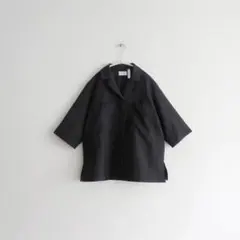 LEMAIRE ルメール オープンカラー 半袖シャツ ブラック 黒 サイズ50 LEMAIRE ルメール オープンカラー 半袖シャツ ブラック 黒 サイズ50