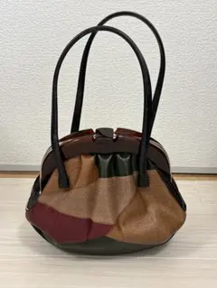 レトロ ハンドバッグ がま口風 マルチカラー レディース