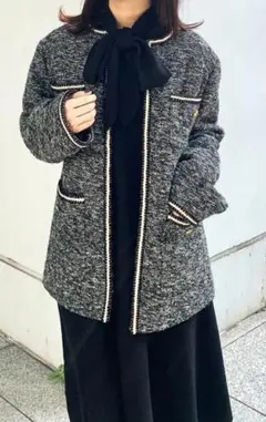 ✨美品✨ツイードジャケット 金ボタン ノーカラージャケット