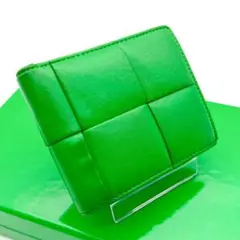 ☆美品☆ボッテガヴェネタ カセット マキシイントレチャート 緑 札入れ