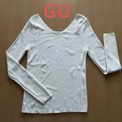 ホワイト Vネック 長袖 ニット トップス　GU カットソー