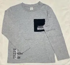 グレー 長袖カットソー ロンT ポケット付き 140