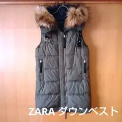 ZARA BASIC オリーブグリーン ダウンベスト XS