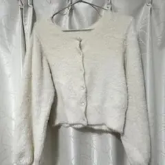 【MERCURYDUO】 ロングスリーブミニシャギーニットカーディガン