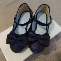 chopin リボン付きネイビー フォーマルシューズ18cm