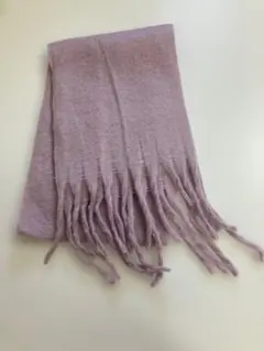 フリンジ付きモコモコマフラー ピンク