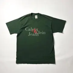 カルバンクラインジーンズ 半袖Tシャツ XL グリーン シングルステッチ 90s