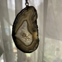 アゲートペンダント　ネックレス ブラック/ホワイト