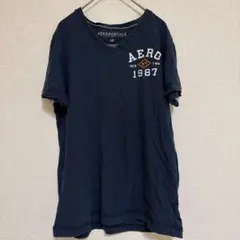 美品 AÉROPOSTALE ネイビーVネックTシャツ 【S/P】綿100%
