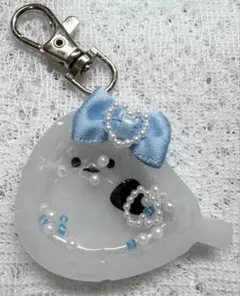 ハンドメイド シマエナガ シャカシャカキーホルダー