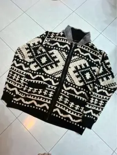 ニット　ジップアップジャケット　ノルディック柄　秋冬　カーディガン系