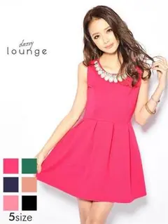 ビジューカラーモチーフ付きノースリーブフレアミニドレス(チェリーピンク)