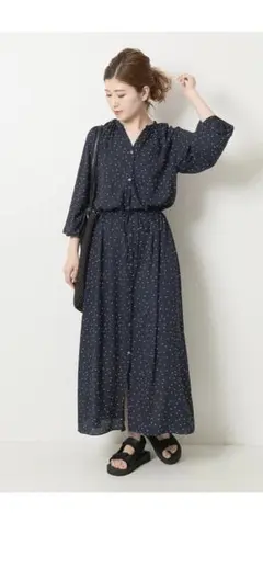 spick＆span ドットプリント　ワンピース　シャツワンピ　フレームワーク