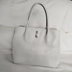 FURLA フルラ 本革 レザー トートバッグ ハンドバッグ ホワイト 南京錠
