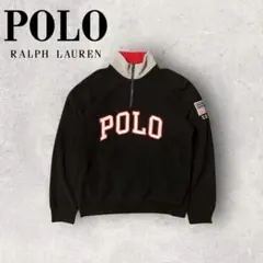 【ポロラルフローレン】ハーフジップフリース　M 黒　ビックロゴ　人気モデル　d
