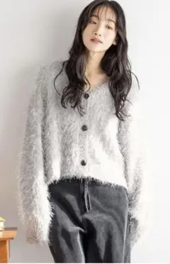 LOWRYS FARM シャギーラメカーディガン